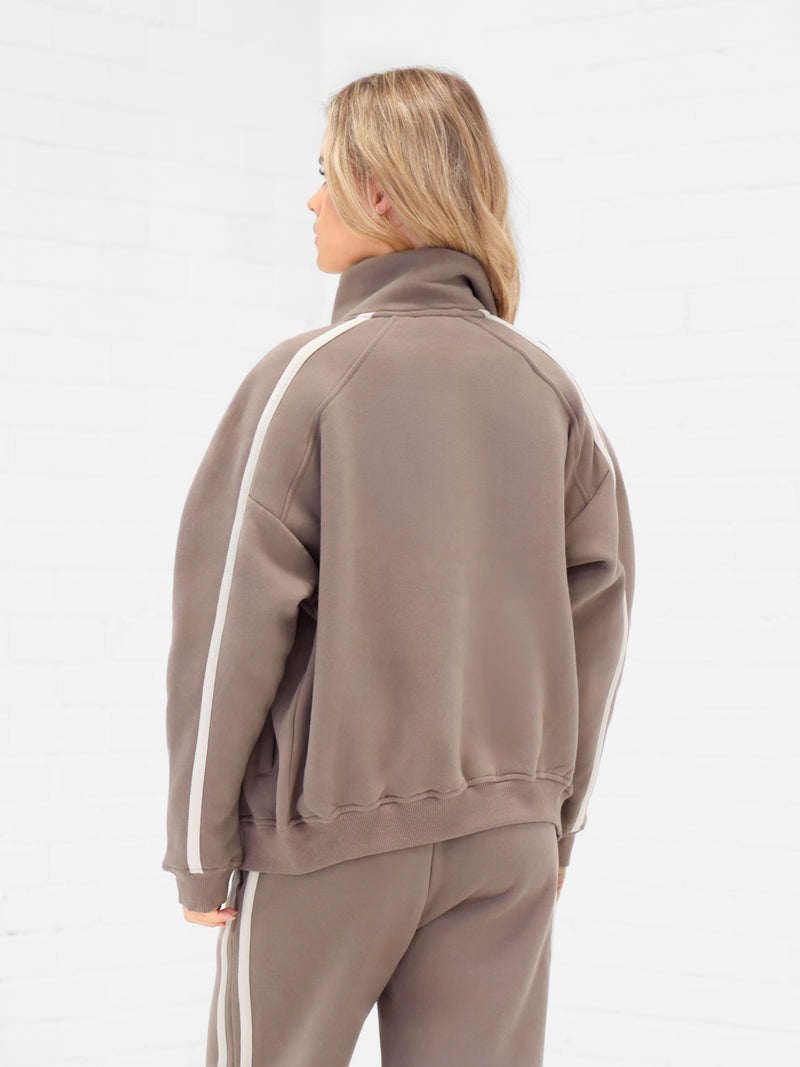 Yasmin Full Zip Jumper - Soft Brown