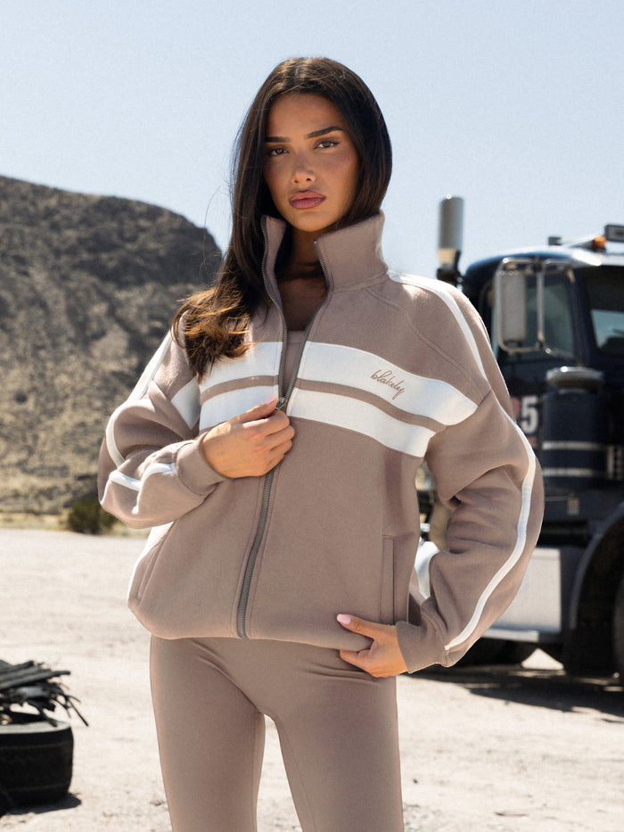 Yasmin Full Zip Jumper - Soft Brown