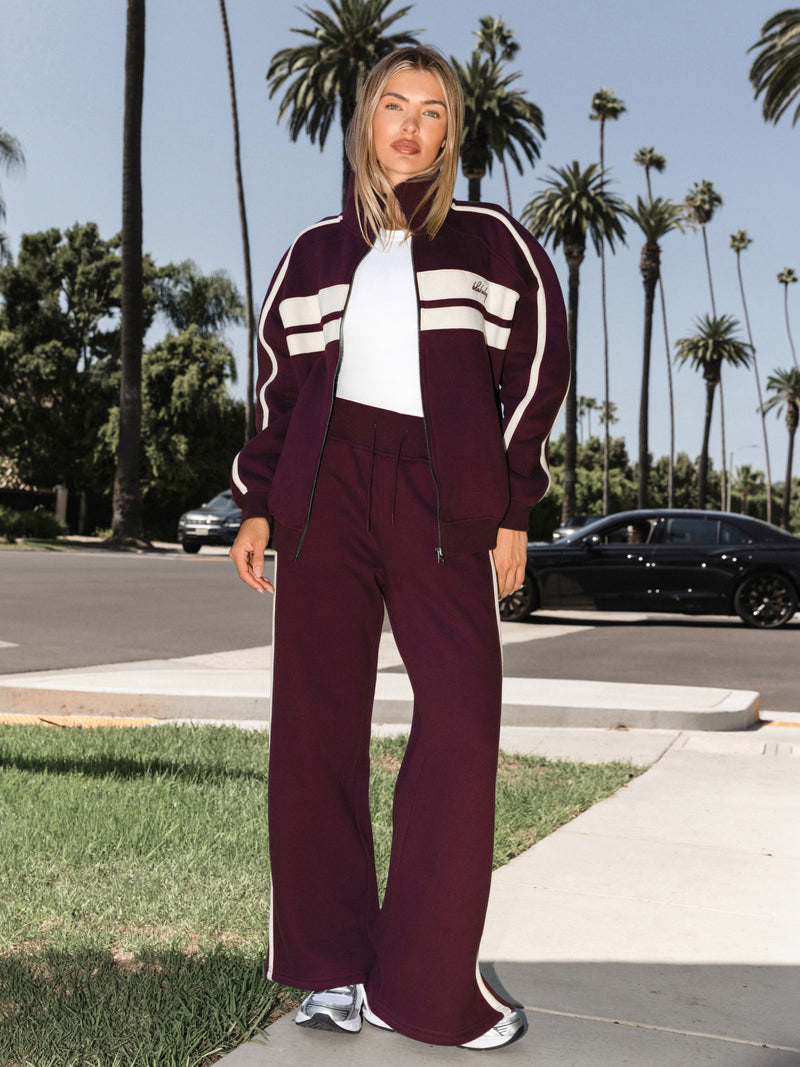Yasmin Full Zip Jumper - Deep Burgundy