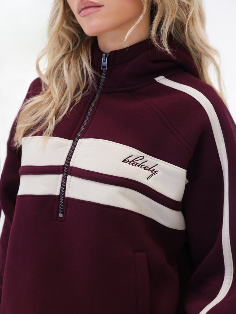 Yasmin 1/4 Zip Hoodie - Deep Burgundy
