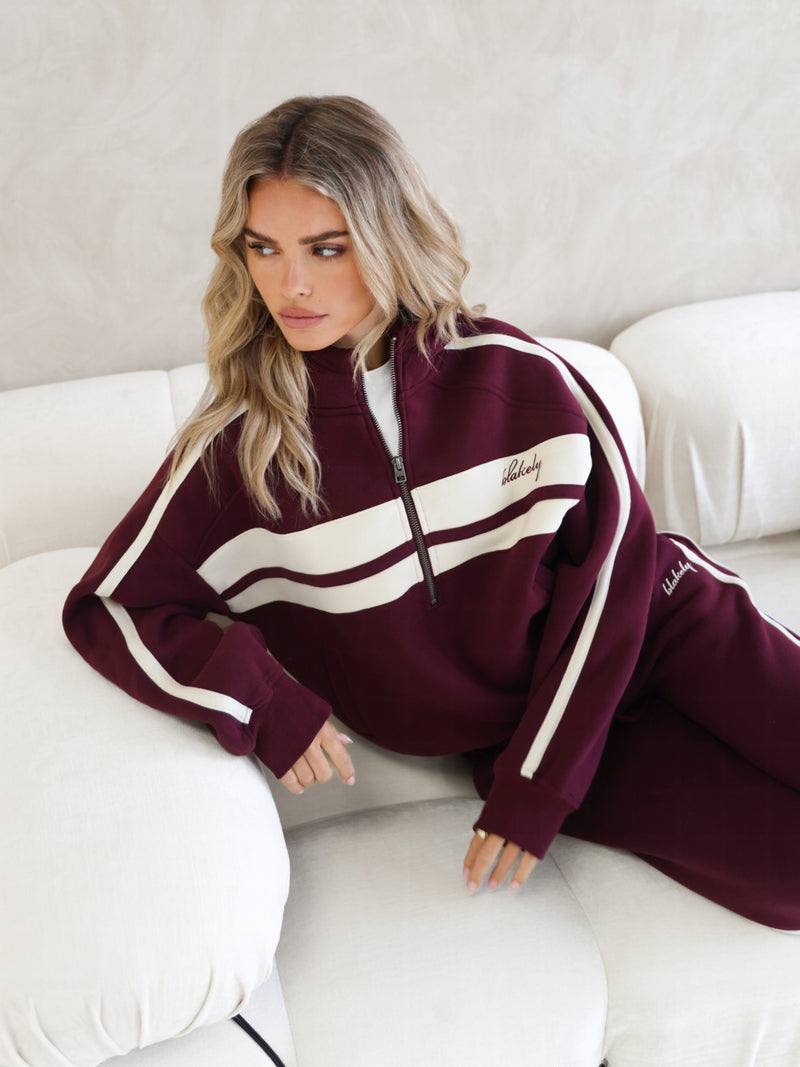 Yasmin 1/4 Zip Hoodie - Deep Burgundy