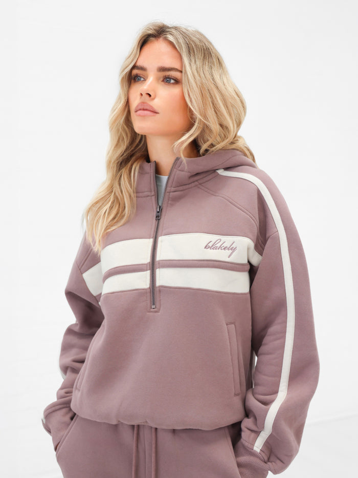 Yasmin 1/4 Zip Hoodie - Dusty Pink