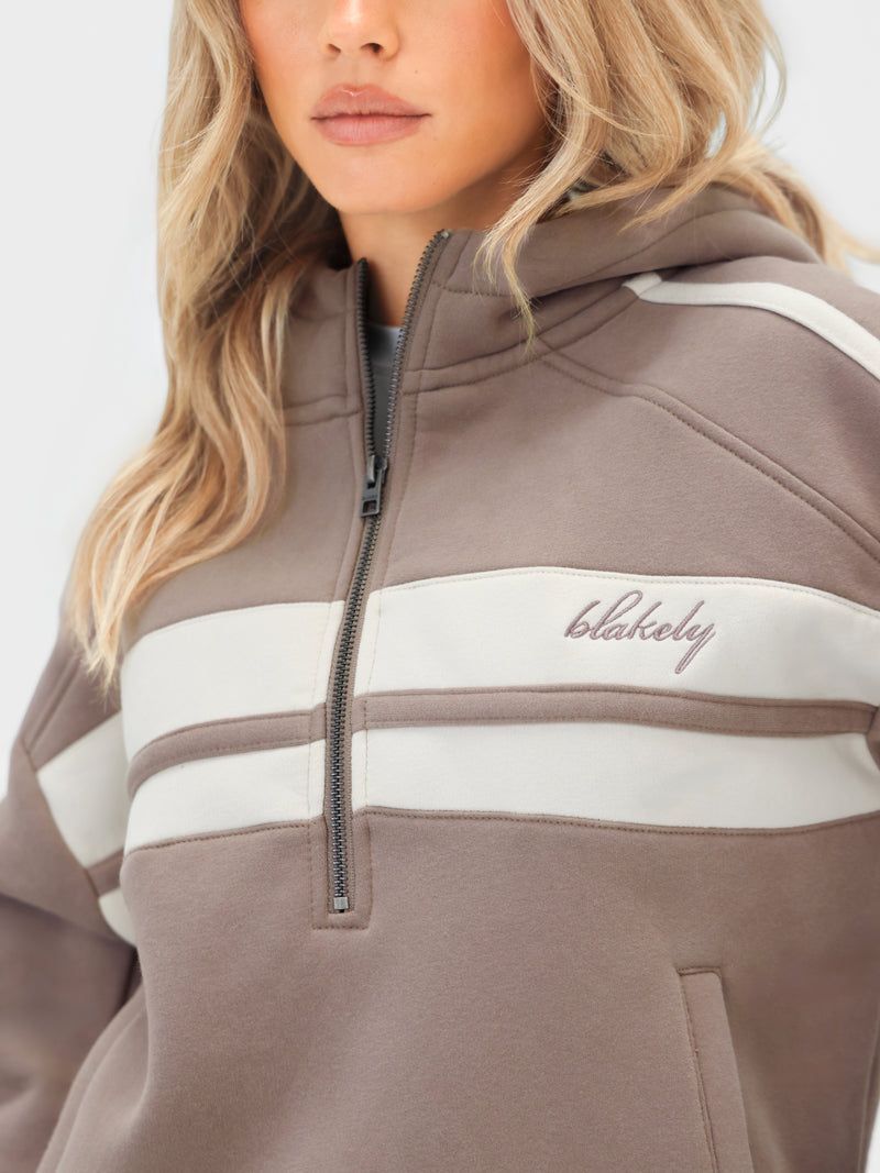 Yasmin 1/4 Zip Hoodie - Soft Brown
