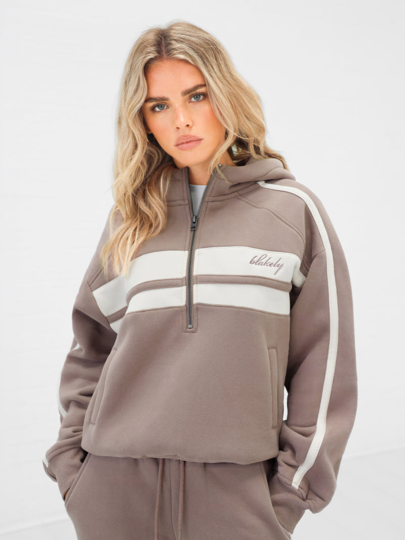 Yasmin 1/4 Zip Hoodie - Soft Brown