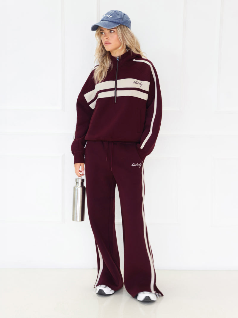 Yasmin Wide Leg Sweatpants - Deep Burgundy