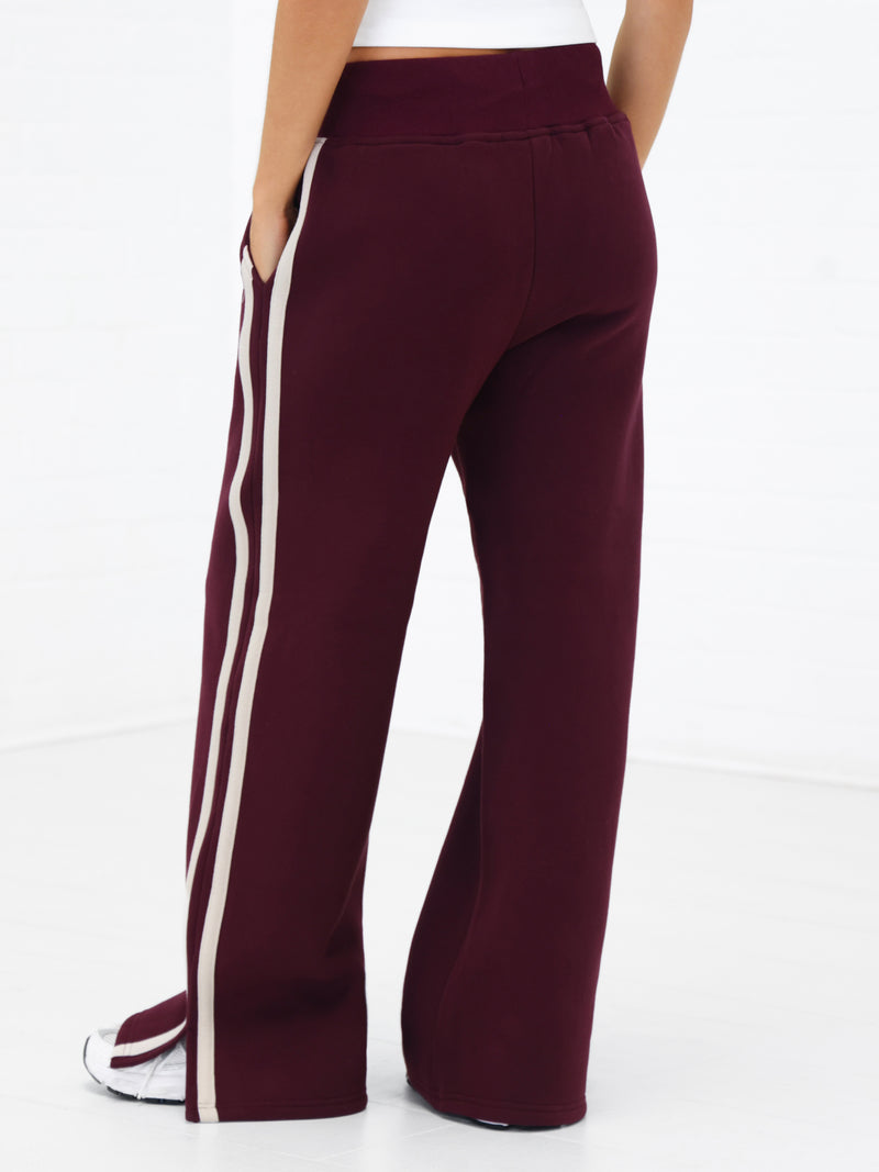 Yasmin Wide Leg Sweatpants - Deep Burgundy