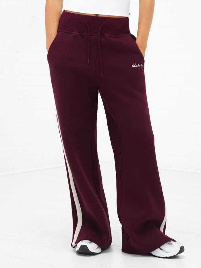 Yasmin Wide Leg Sweatpants - Deep Burgundy