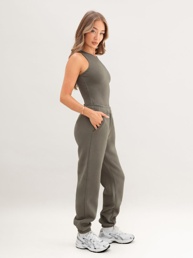 Blakely Basic Racerback Bodysuit - Safari Green