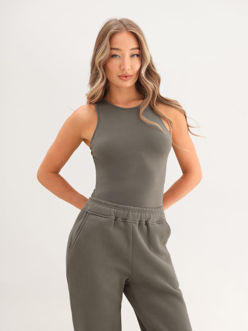 Blakely Basic Racerback Bodysuit - Safari Green