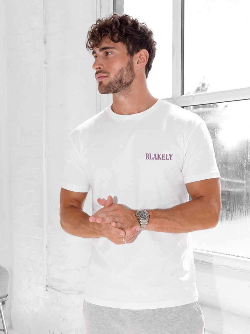 Colby Chocolate Print Relaxed T-Shirt - White & Purple