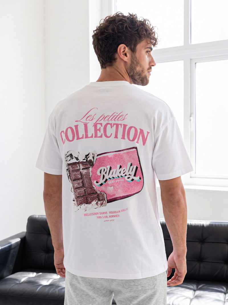 Colby Chocolate Print Relaxed T-Shirt - White & Pink