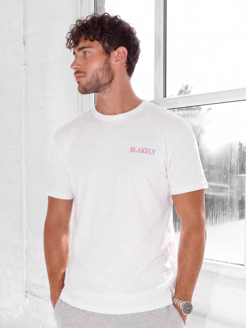 Colby Chocolate Print Relaxed T-Shirt - White & Pink