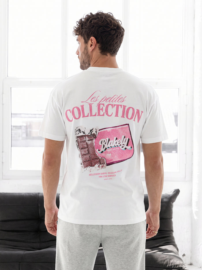 Colby Chocolate Print Relaxed T-Shirt - White & Pink