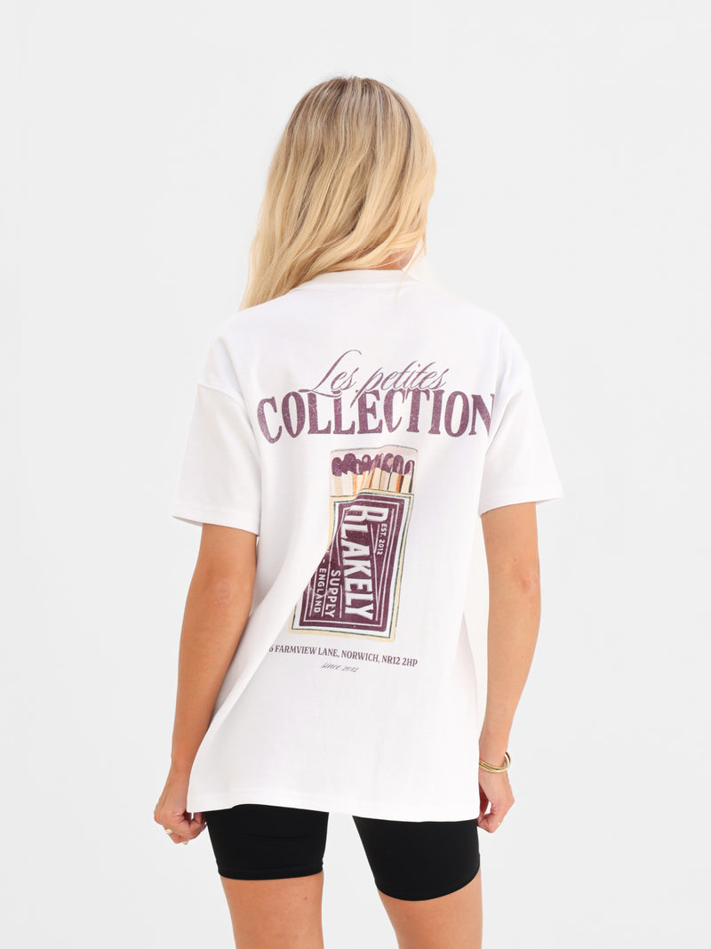 Macy Matchbox Print Oversized T-Shirt - White & Purple