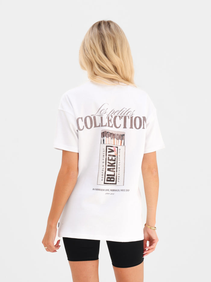 Macy Matchbox Print Oversized T-Shirt - White & Brown