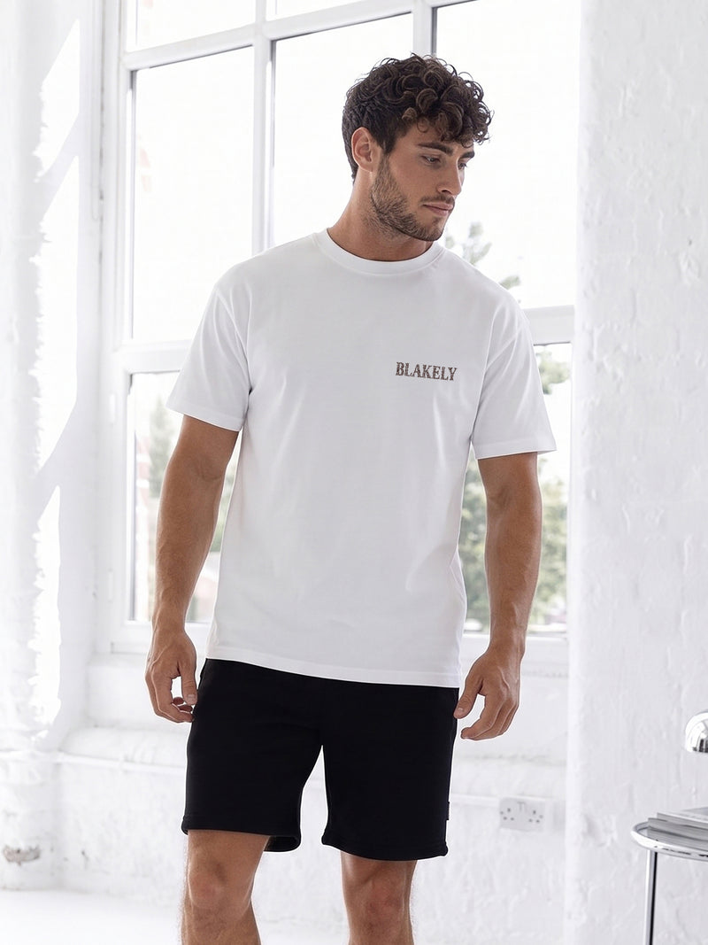 Mylo Matchbox Print Relaxed T-Shirt - White & Brown