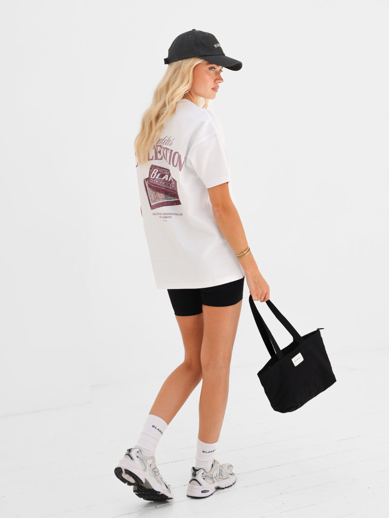 Cece Chocolate Print Oversized T-Shirt - White & Brown