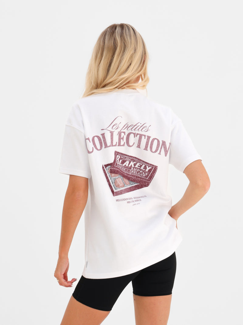 Cece Chocolate Print Oversized T-Shirt - White & Brown