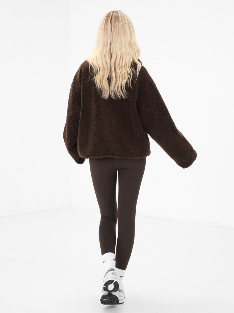 Borg Oversized Jacket - Dark Brown