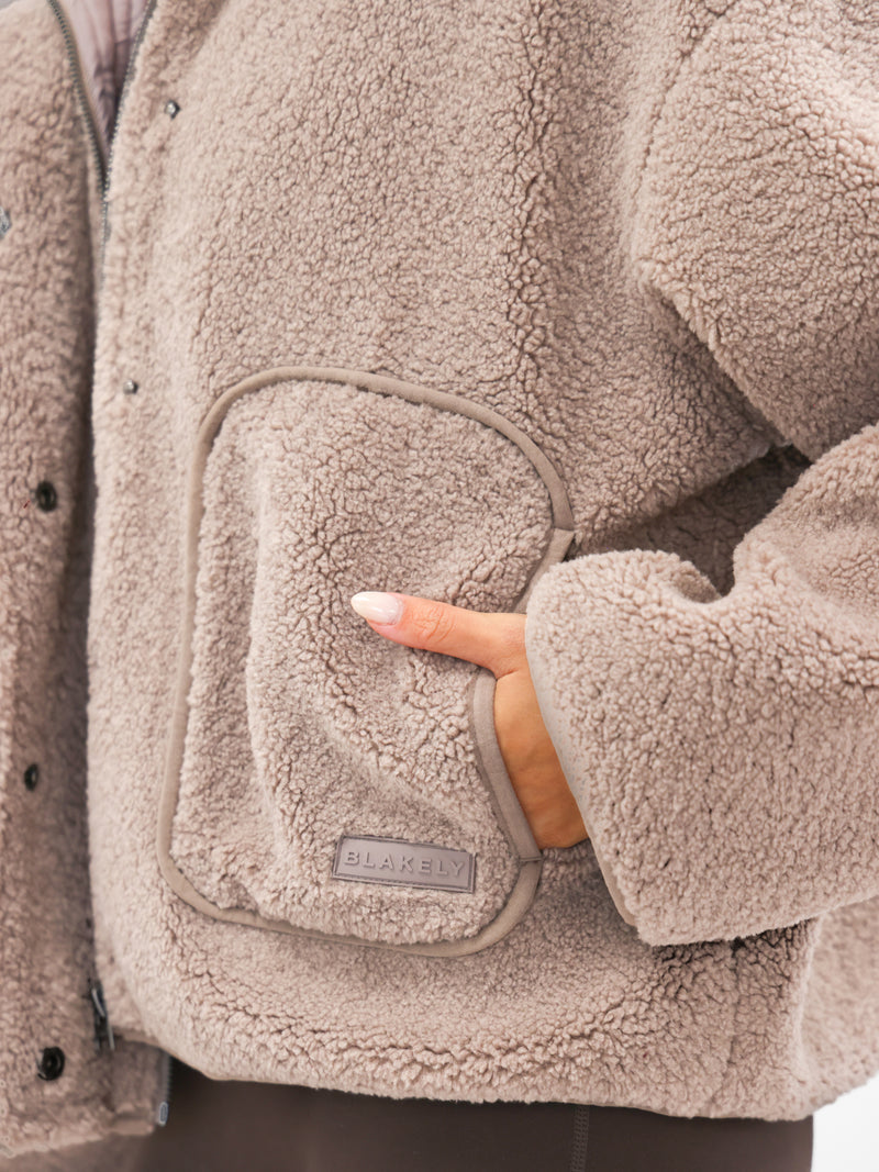 Borg Oversized Jacket - Soft Brown