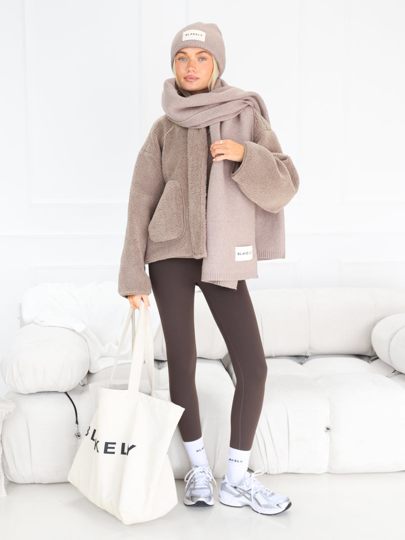 Borg Oversized Jacket - Soft Brown