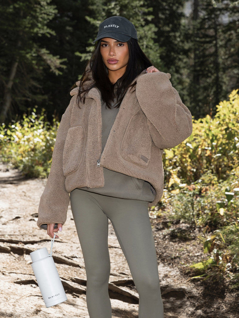 Borg Oversized Jacket - Soft Brown