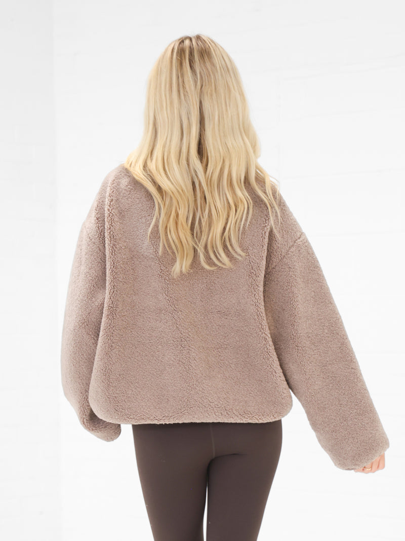 Borg Oversized Jacket - Soft Brown