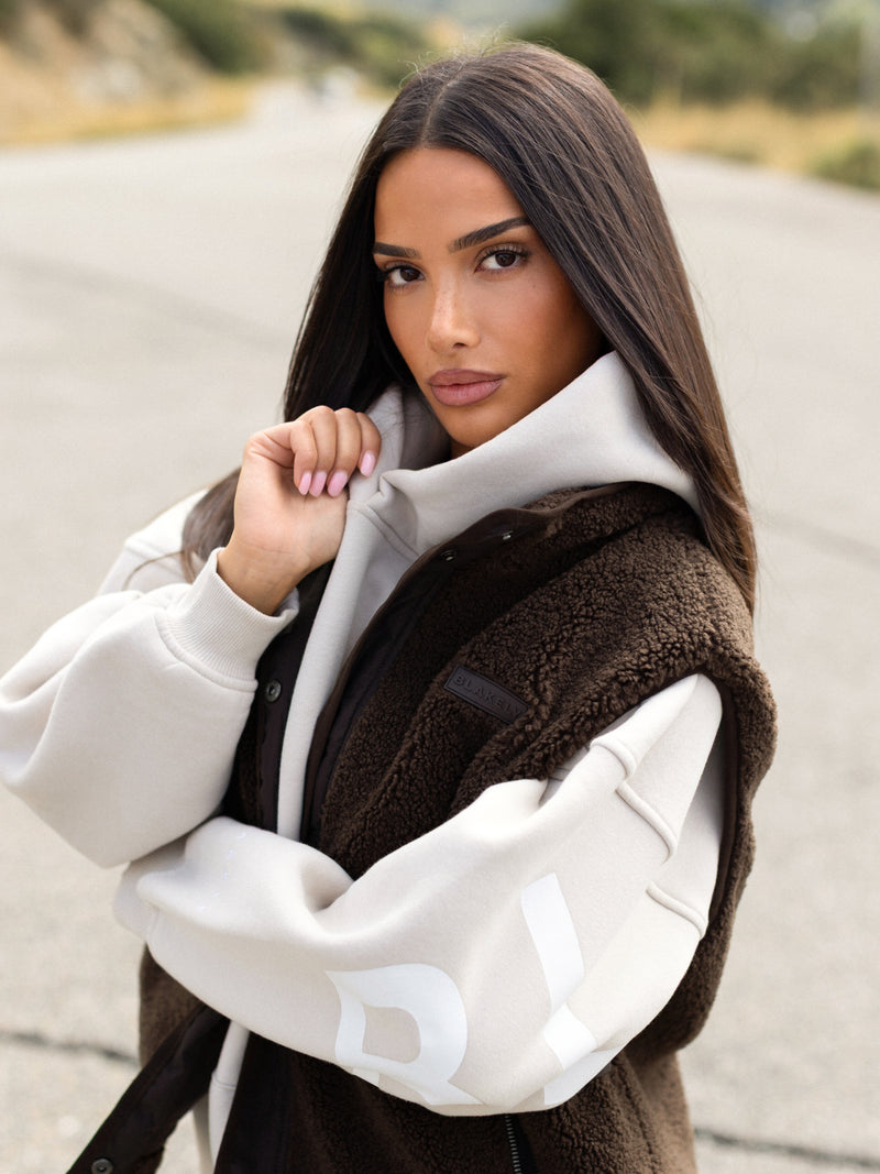 Borg Oversized Gilet - Dark Brown