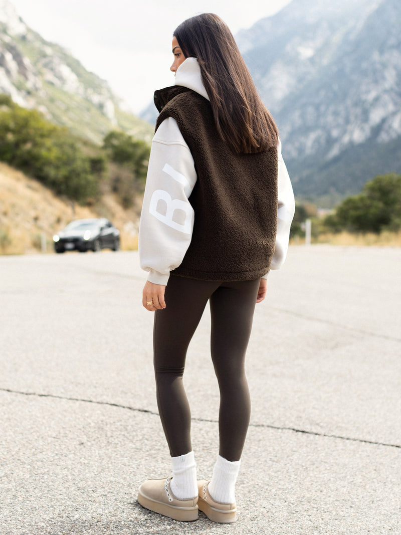 Borg Oversized Gilet - Dark Brown