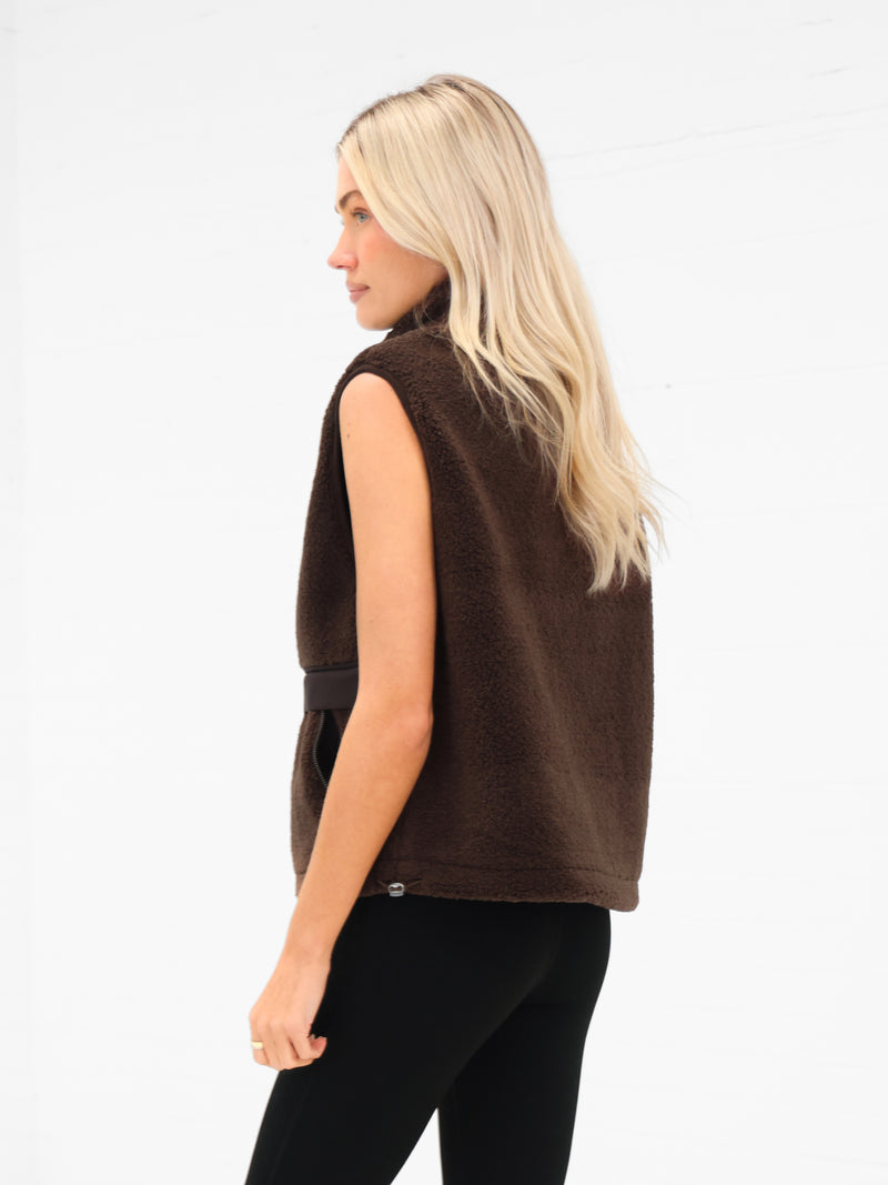 Borg Oversized Gilet - Dark Brown