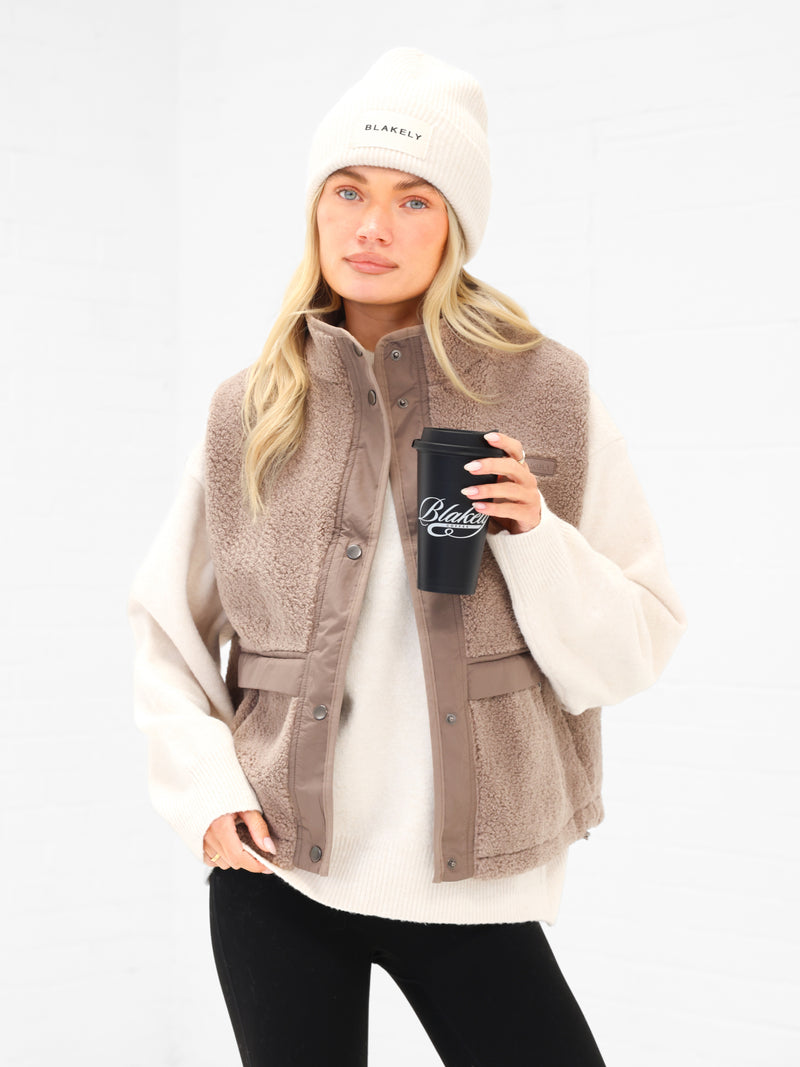 Borg Oversized Gilet - Soft Brown