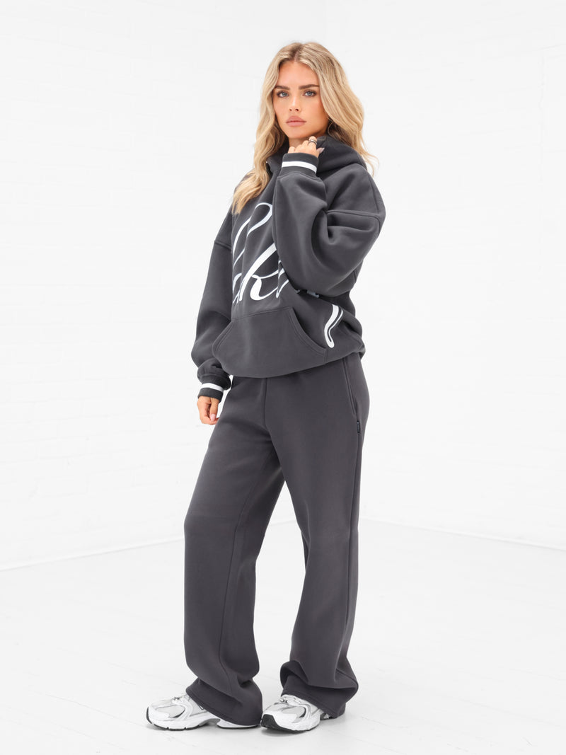 Margot Script Oversized Hoodie - Charcoal