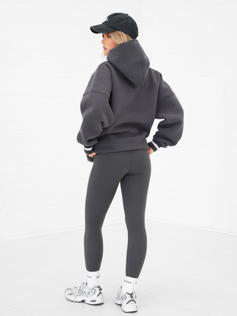 Margot Script Oversized Hoodie - Charcoal
