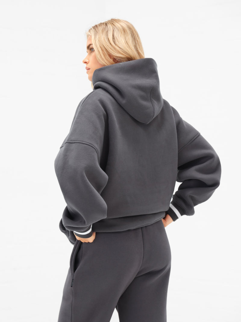 Margot Script Oversized Hoodie - Charcoal
