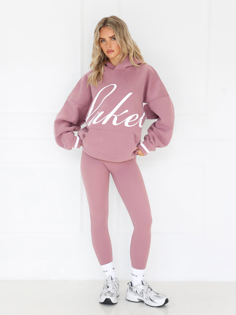 Margot Script Oversized Hoodie - Dusty Pink