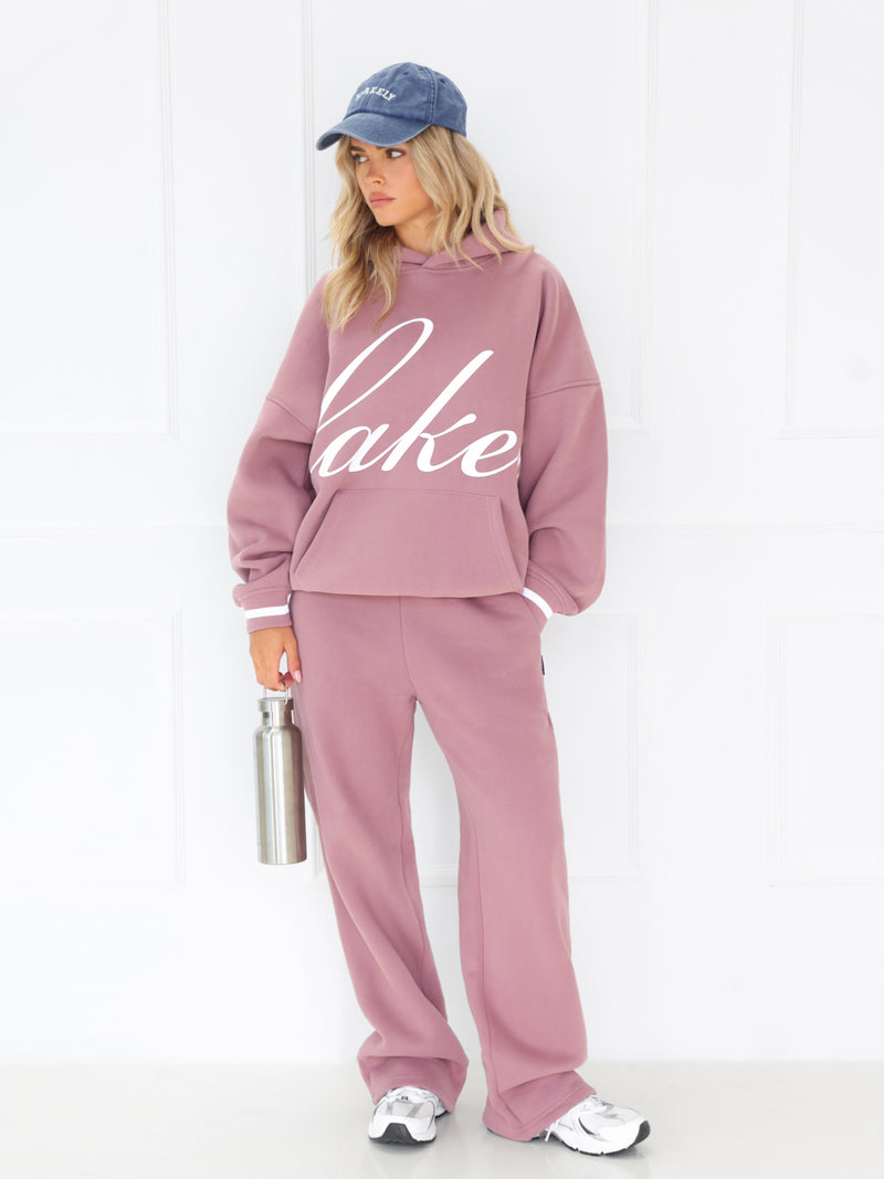Margot Script Oversized Hoodie - Dusty Pink