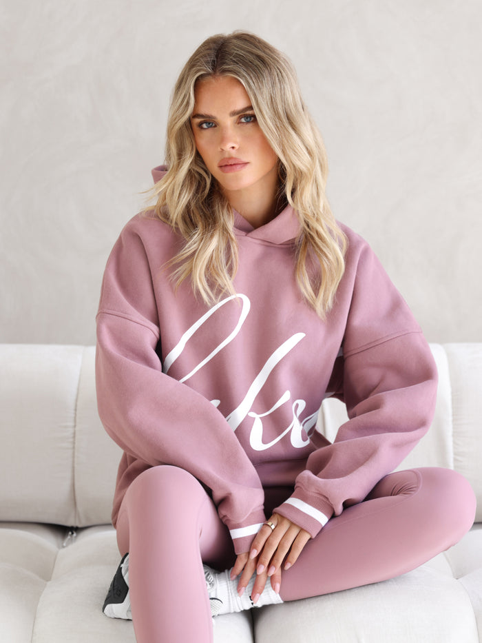 Margot Script Oversized Hoodie - Dusty Pink