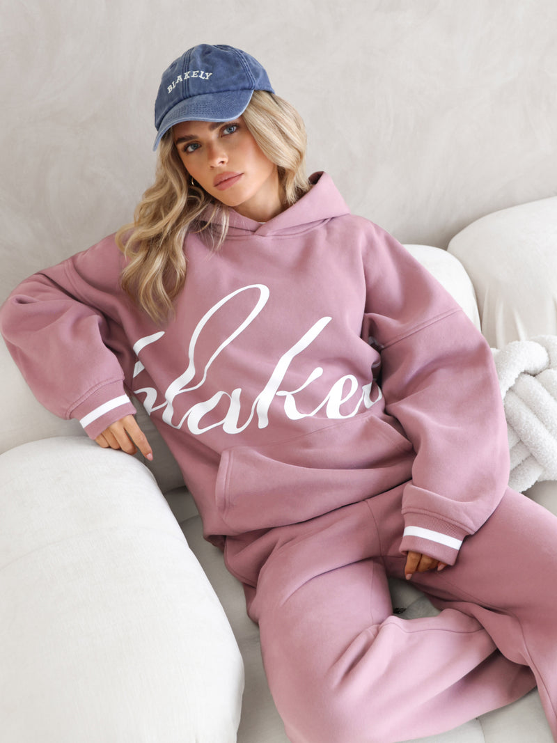 Margot Script Oversized Hoodie - Dusty Pink