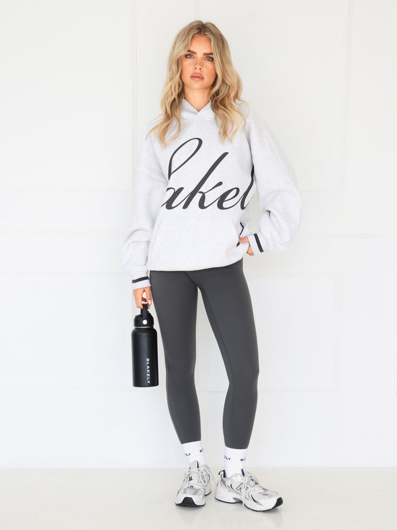 Margot Script Oversized Hoodie - Marl White