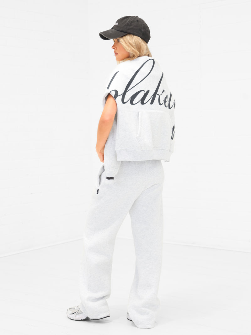 Margot Script Oversized Hoodie - Marl White