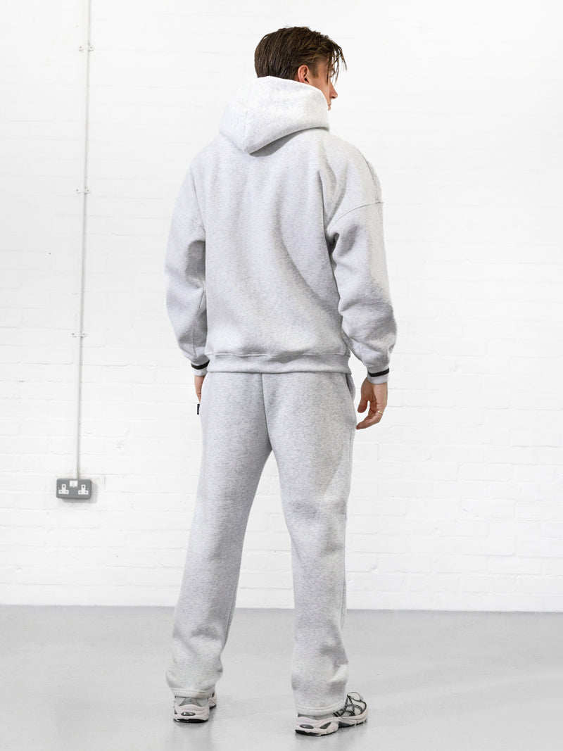 Abel Relaxed Script Hoodie - Marl White