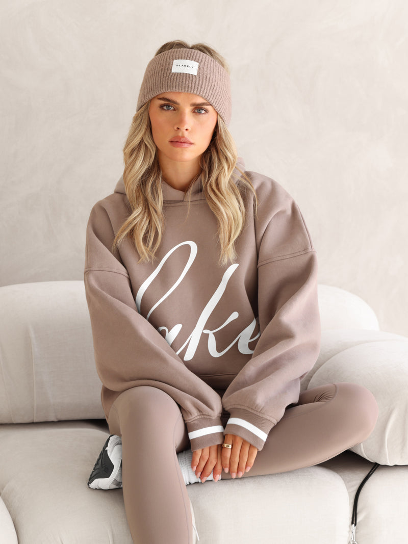 Margot Script Oversized Hoodie - Soft Brown