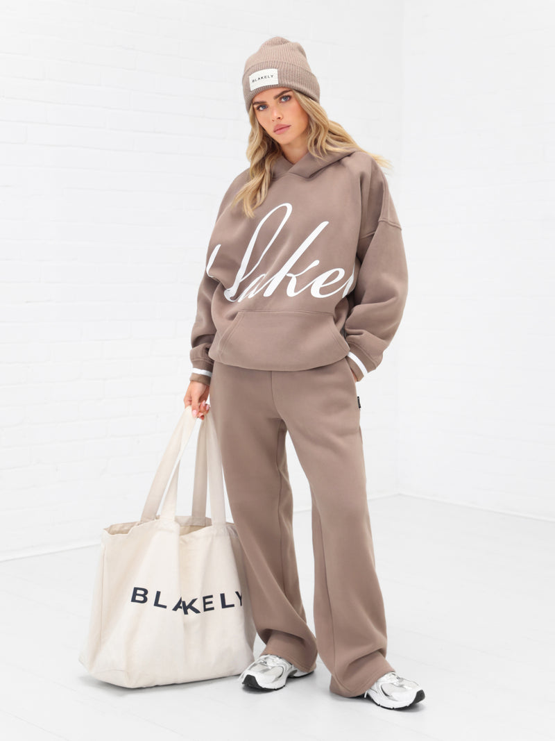Margot Script Oversized Hoodie - Soft Brown