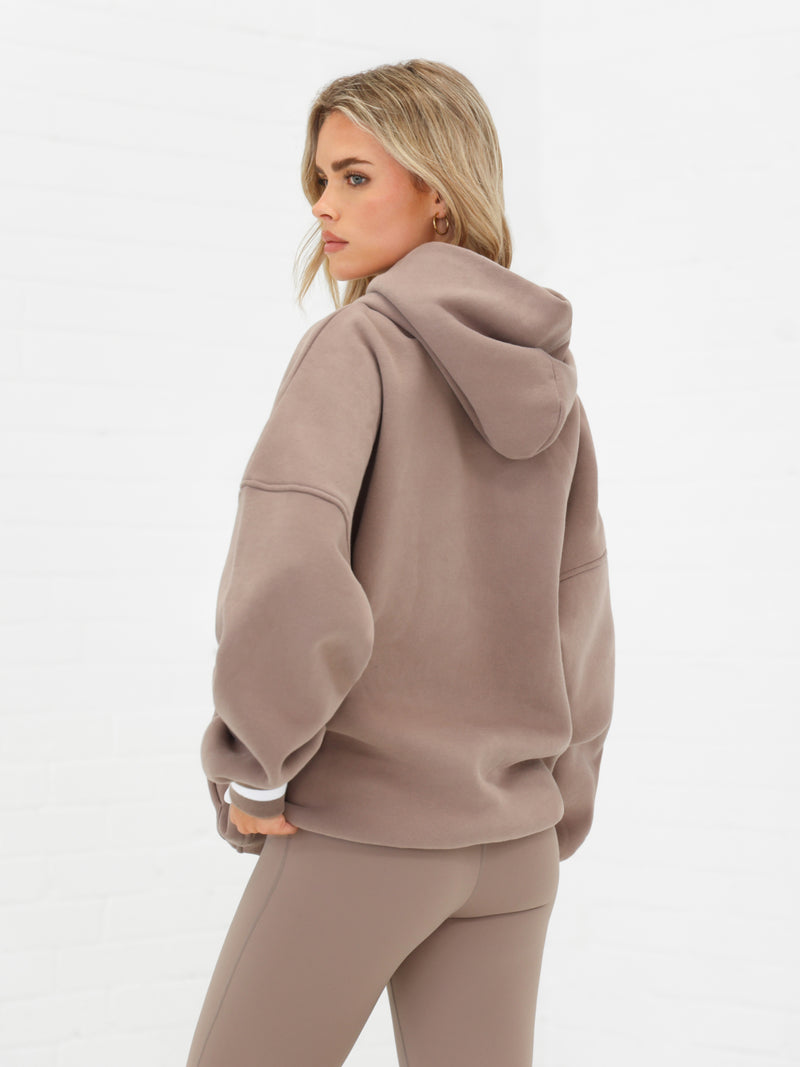 Margot Script Oversized Hoodie - Soft Brown