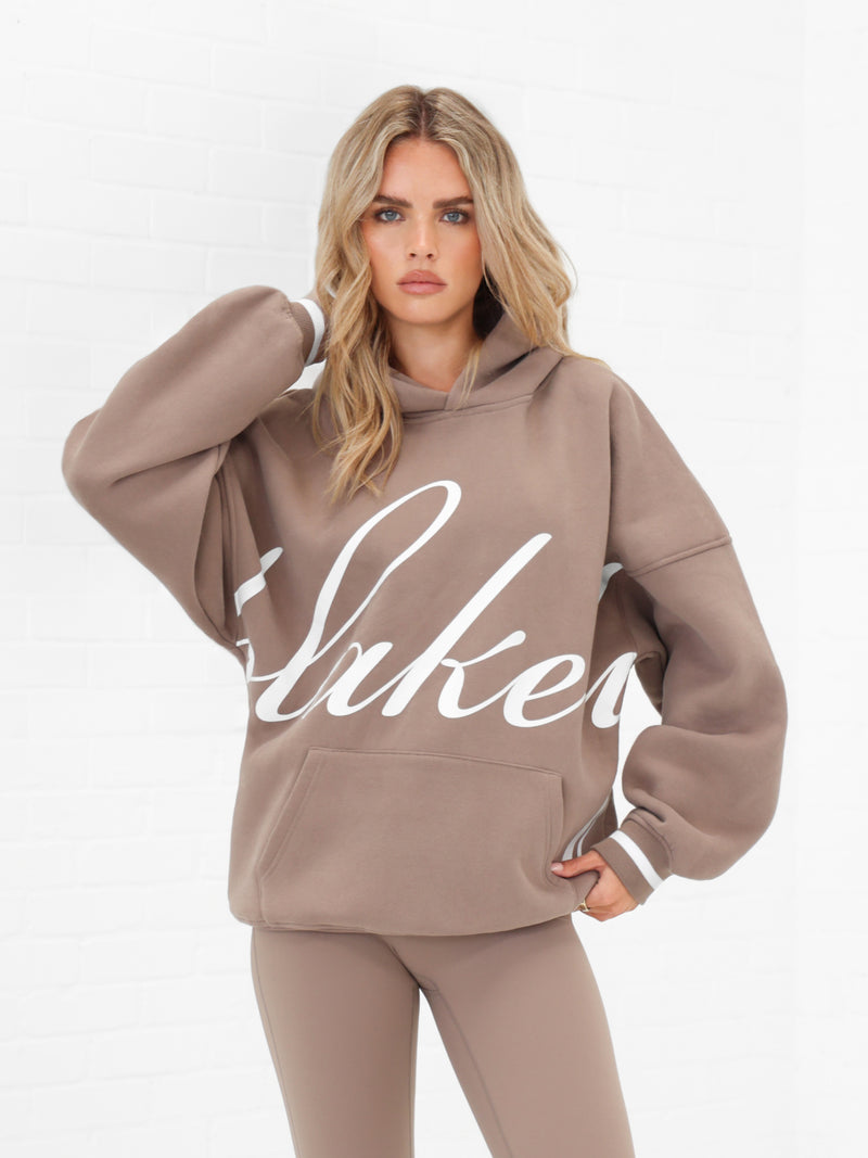 Margot Script Oversized Hoodie - Soft Brown