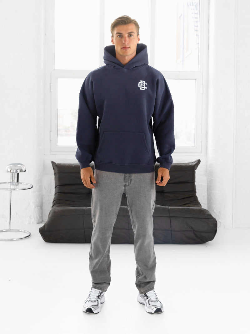 Monogram Relaxed Hoodie - True Navy