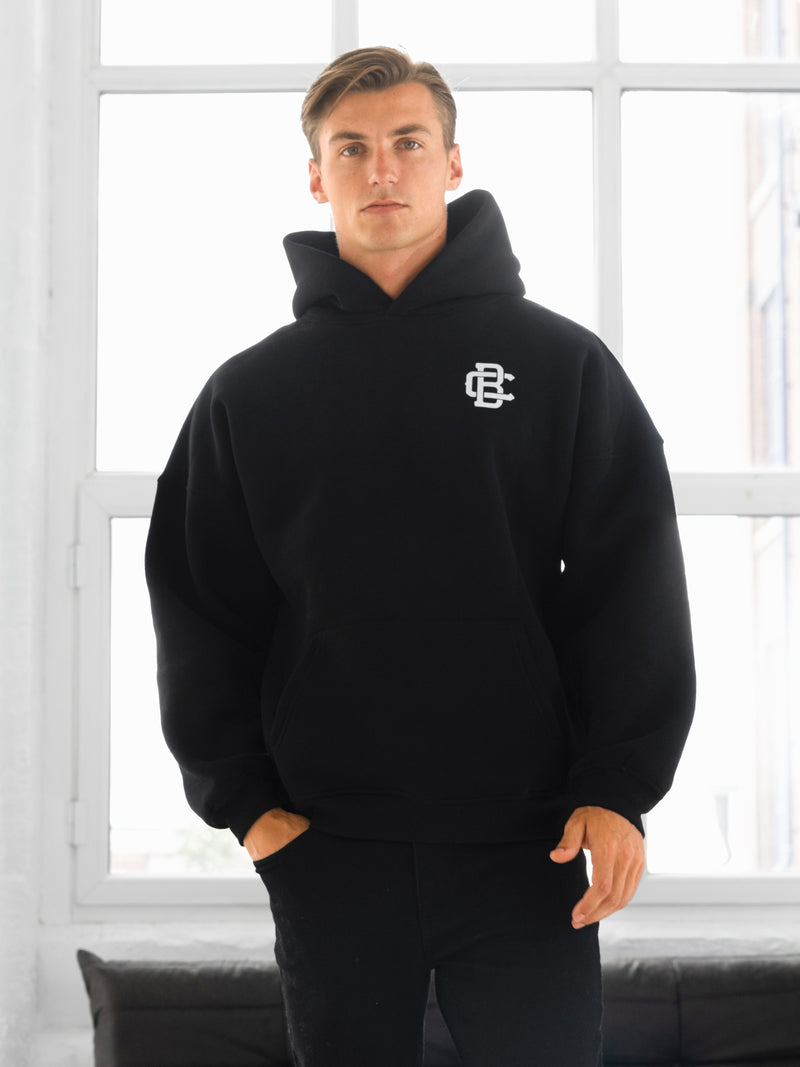 Monogram Relaxed Hoodie - Black