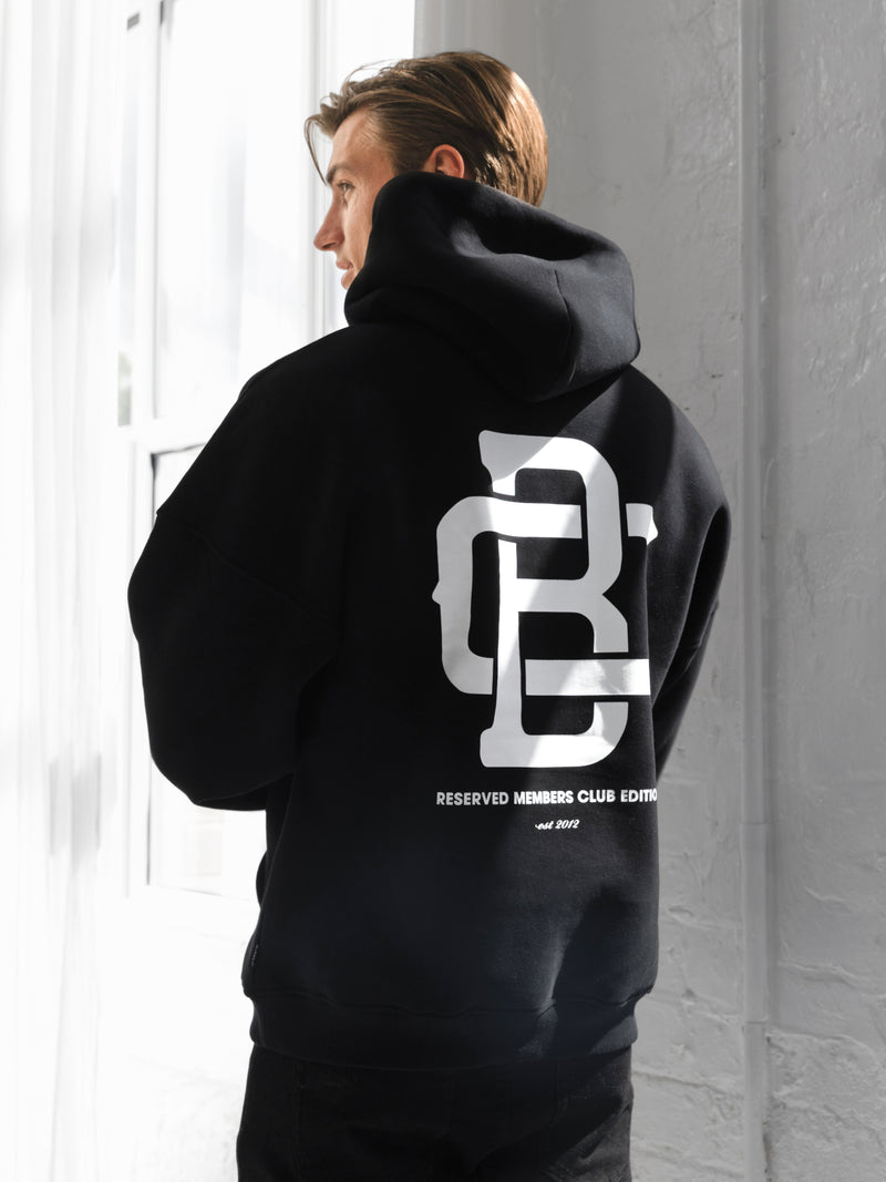 Monogram Relaxed Hoodie - Black