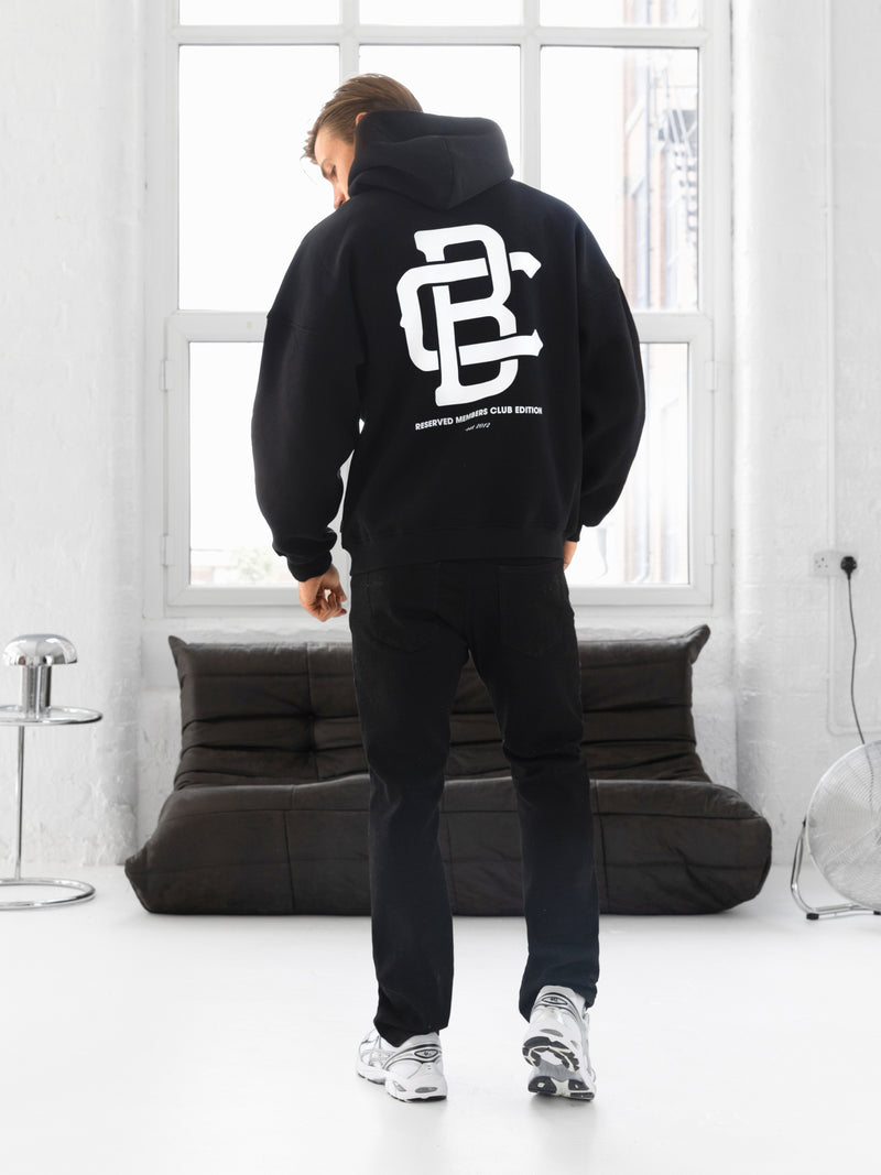 Monogram Relaxed Hoodie - Black