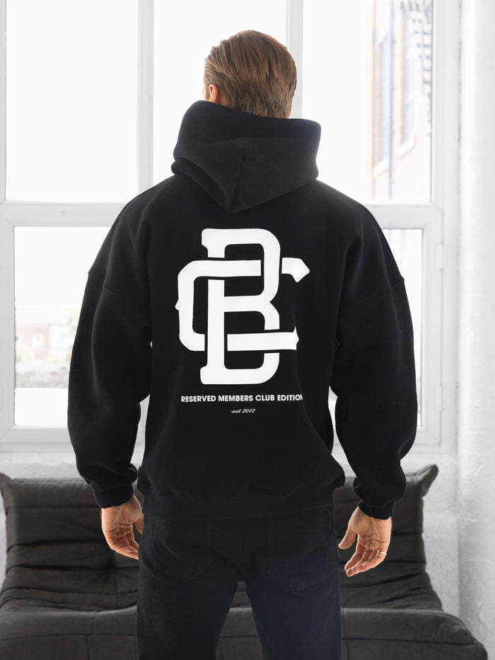 Monogram Relaxed Hoodie - Black